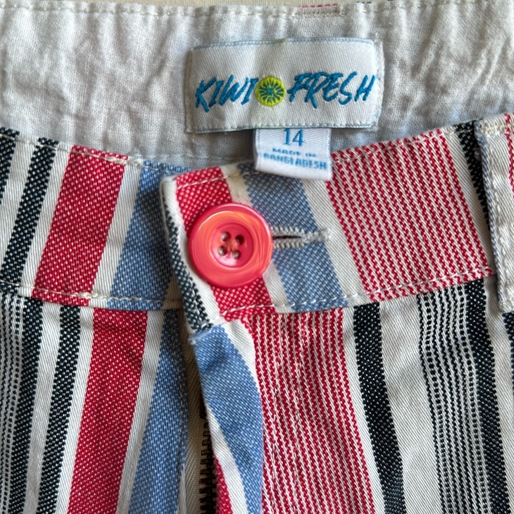 Kiwi Fresh red, white, and blue striped shorts, size 14 - Picture 2 of 5